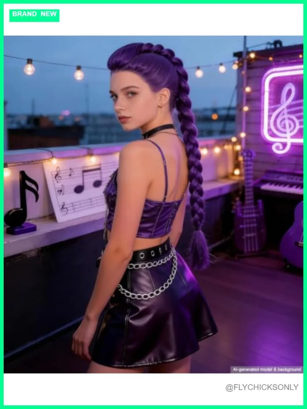 Purple Braided Ponytail Wig Clip-On Cosplay Hairpiece